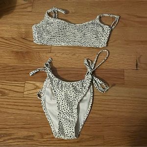 XHILARATION BIKINI SET- cream with black spots, top- S (0-2), bottom- XS (00)